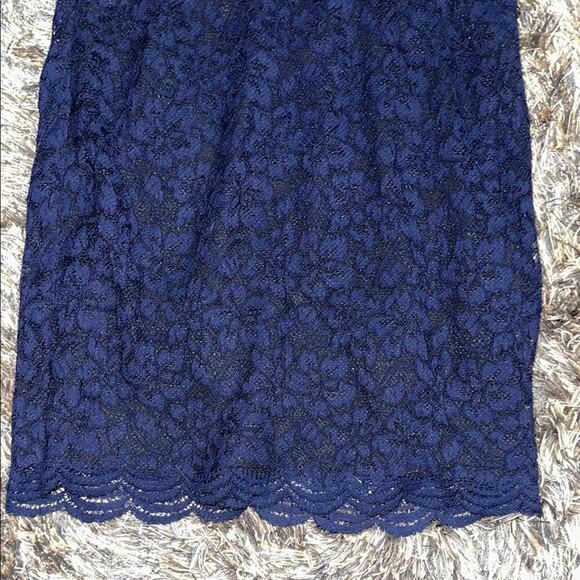 Diane Von Furstenberg Navy Blue Strapless Lace Sheath Cocktail Dress Size 6 EUC - Picture 5 of 7